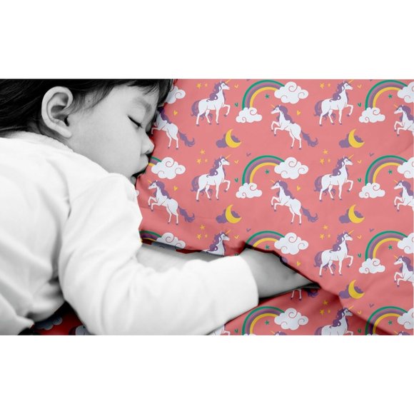 Castle And Clover Lunar Unicorn Sheets Pink Full Size Bed Sheet Set - Picture 3 of 7